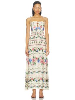 Agua Bendita - Julia Ivy Women's Floral Eyelet Cut-Out Maxi Dress Multi-Color