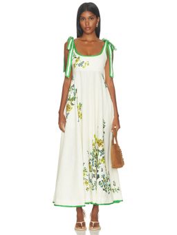 Alemais - Phyllis Ballet Women's Floral Shoulder Strap Midi Dress Cream