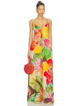 Amanda Uprichard - Dominica Print Women's Satin Floral Print Wide-Leg Jumpsuit Multi-Color
