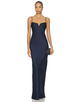 Amanda Uprichard - Ira Women's Satin Shoulder Strap Maxi Dress Indigo