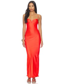 Amanda Uprichard - Ira Women's Satin Sleeveless Sweetheart Maxi Dress Red