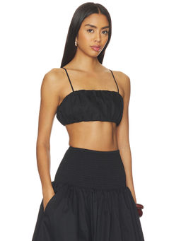 Anonie - Women's Puff Detail Strap Crop Top Black