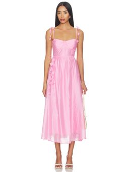 ASTR the Label - Halcyon Women's Satin Tie-Strap Underwire Midi Dress Pink