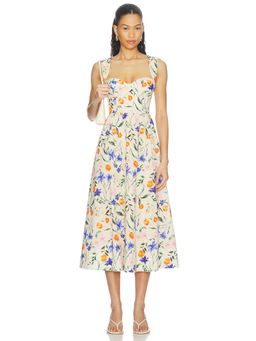 ASTR the Label - Beryl Women's Floral Print Sweetheart Midi A-Line Dress Multi-Color
