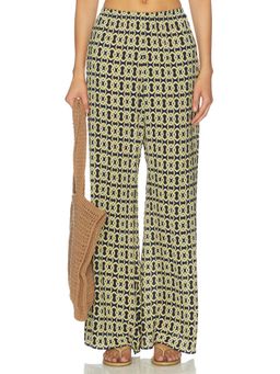 Away That Day - St. Barts Women's Elastic Waist Wide-Leg Palazzo Pants Navy Blue