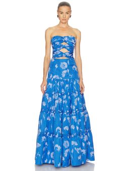 Alexis - Lucente Women's Strapless Cut-Out Maxi Dress Blue