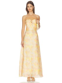 Bardot - Amina Women's Strapless Floral Print Maxi Dress Yellow