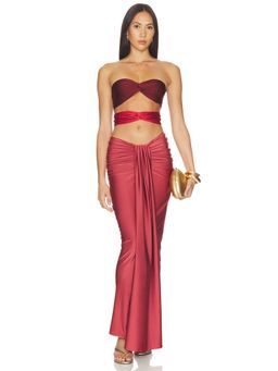 Baobab - Giselle Women's Strapless Drape Detail Maxi Dress Red