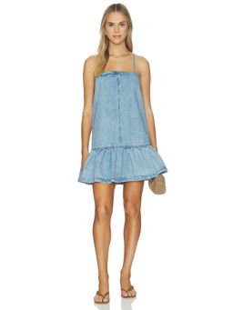 BLANKNYC - Denim Women's Sleeveless Ruffle Hem Mini Dress Blue