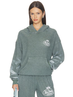 Boys Lie - Von Dutch Racer Women's Graphic Waffle-Knit Hoodie Green