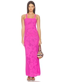 BEACH RIOT - Open Knit Women's Sleeveless Floral Maxi Dress Pink