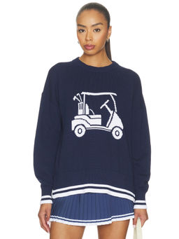 BEACH RIOT - Callie Women's Graphic Knit Pullover Sweater Navy Blue