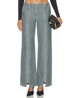 BY.DYLN - Zip Detail Women's High-Waist Wide Jeans Steel