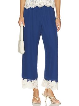 CAMI NYC - Gilda Chiffon Women's Elastic Waist Wide-Leg Palazzo Pants Navy Blue