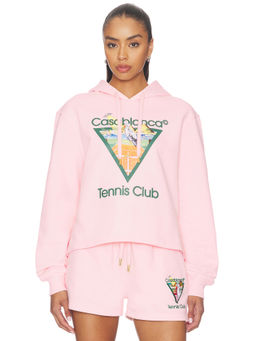 Casablanca - Tennis Club Women's Graphic Cropped Hoodie Pink