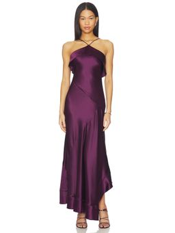 Acler - Satin Women's Sleeveless Shoulder Straps Maxi Dress Purple