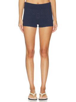 Ciao Lucia - Joella Women's Pull-On Sheer Knit Shorts Navy Blue