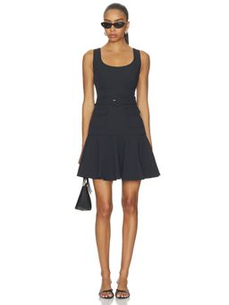 Cinq a Sept - Sayla Women's Belted Sleeveless Flared Mini Dress Black