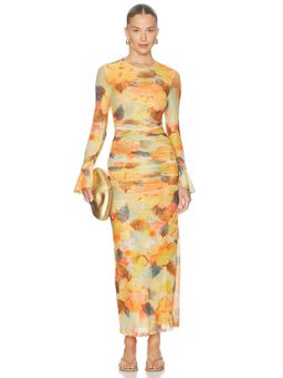 Cinq a Sept - Neriah Women's Ruched Full Sleeve Maxi Bodycon Dress Multi-Color