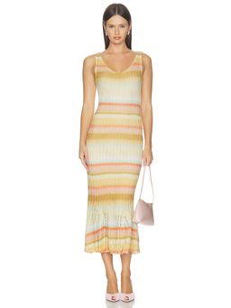 Cinq a Sept - Edie Spaced Dyed Women's Sleeveless V-Neck Maxi Dress Multi-Color