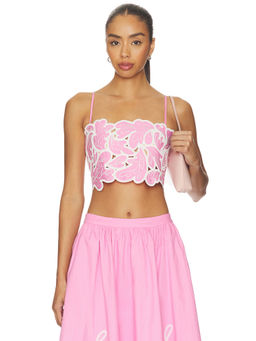 Cinq a Sept - Paisley Bloom Women's Embroidered Crop Top Pink