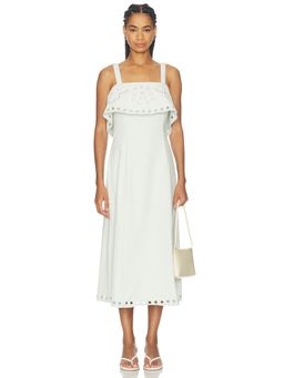 Cleobella - Eyelet Detail Women's Sleeveless A-Line Midi Dress White