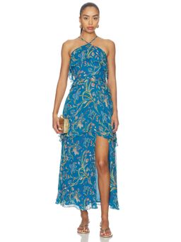 Cleobella - Aphrodite Women's Floral Print Halter Maxi Dress Blue