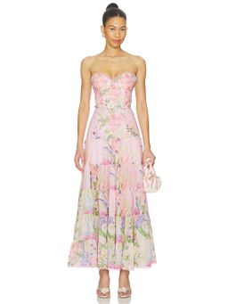 Charo Ruiz Ibiza - Danny Women's Floral Strapless Boned Maxi Dress Pink