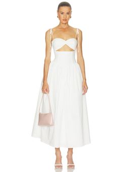 DELFI - Women's Sweetheart Cut-Out Tie-Strap Midi Dress White