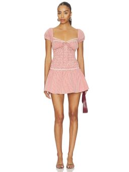 GUIZIO - Formentera Women's Ruched Open Back Mini Dress Red
