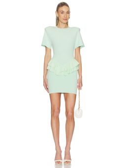 Dodiee - Women's Ruffled Peplum Bodycon Mini Dress Misty Jade