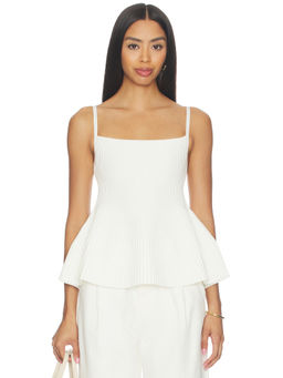 DL1961 - Peplum Women's Sleeveless Ribbed Tank Top White