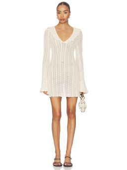 DEVON WINDSOR - Davina Women's Sheer Knit V-Neck Mini Dress Brown
