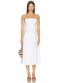Elodie the Label - Sienna Women's Cotton Poplin Strappy A-Line Midi Dress Cream