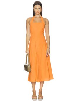 Elodie the Label - Ozara Women's Halter Neck A-Line Midi Dress Orange