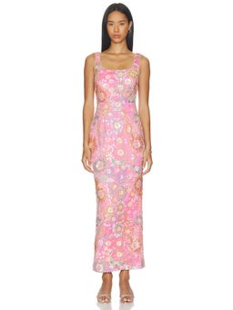 ELLIATT - Nathalie Column Women's Sequin Embroidered Midi Dress Pink
