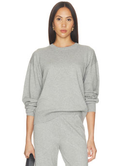 Eterne - Brock Women's Cotton Cashmere Ribbed Trim Pullover Sweater Grey