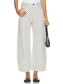 FRAME - Bow Crop Women's High-Waist Wide-Leg Jeans Off White