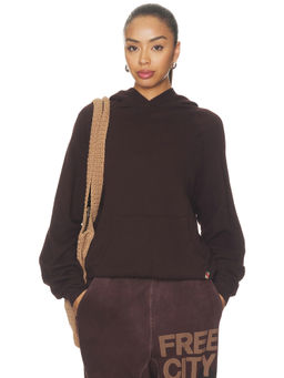Free City - Basicgoodness Women's Lightweight French Terry Pullover Hoodie Brown