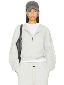 Fear of God ESSENTIALS - Relaxed Women's Half Zip French Terry Sweater Grey