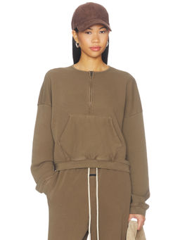 Fear of God ESSENTIALS - ESSENTIALS Women's Relaxed Half-Zip French Terry Sweatshirt Green