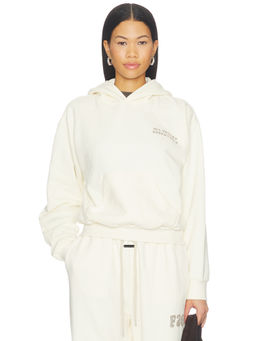Fear of God ESSENTIALS - 90's Fleece Women's Drop Shoulder Kangaroo Pocket Hoodie Ivory