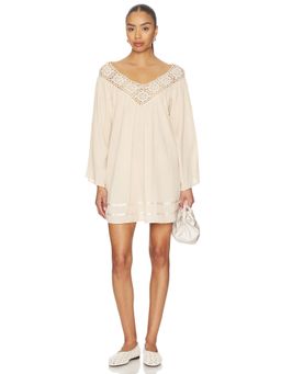 Frankies Bikinis - Riviera Women's Crochet Trim Gauze Mini Dress Peach