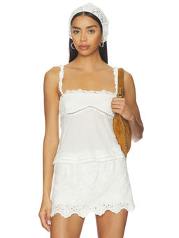 Free People - Little Love Women's Sleeveless Lace Trim Tank Top Ivory