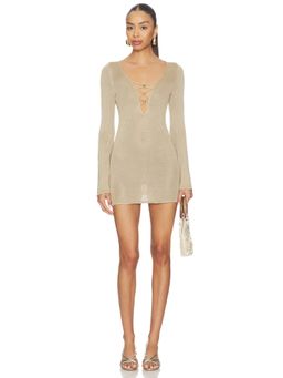 Flook The Label - Farrah Women's Cut-Out Lace-Up Mini Dress Khaki