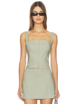 Good American - Linen Corset Women's Sleeveless Hook & Bar Corset Top Green