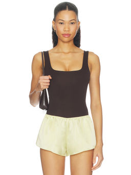 Good American - Sculpting Women's Sleeveless Square Neck Bodysuit Brown