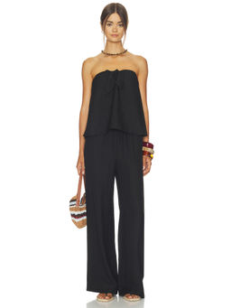 HEARTLOOM - Lyra Women's Strapless Wide-Leg Jumpsuit Set Black