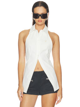 HAELO - Cinch Women's Sleeveless Open Back Halter Neck Shirt White