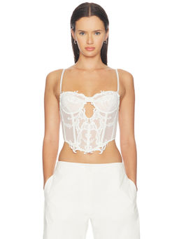 HAELO - Wing Lace Women's Sheer Underwired Crop Corset White